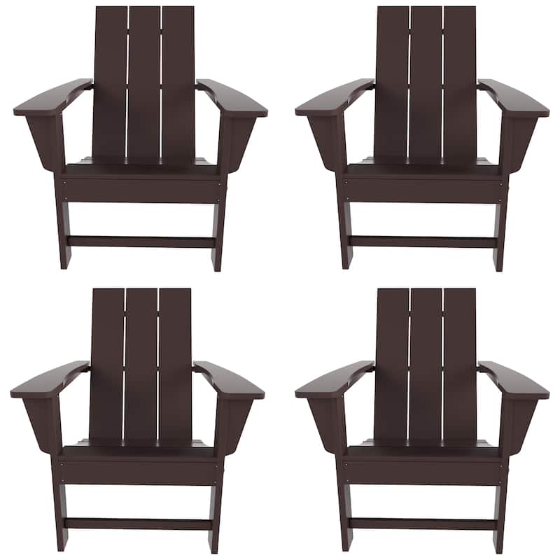 Polytrends Shoreside Modern Poly Folding Eco-Friendly All Weather Adirondack Chair (Set of 4)