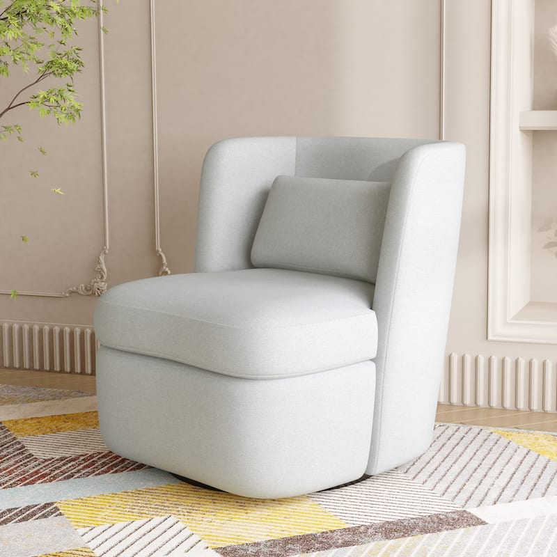 Boucle 360 degree Accent Swivel Barrel Chair