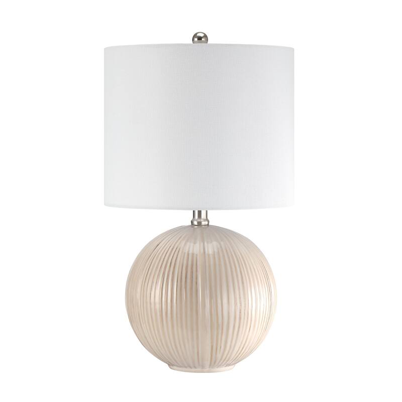 Ceramic White Lamp with White Drum Shade - 19 in. H
