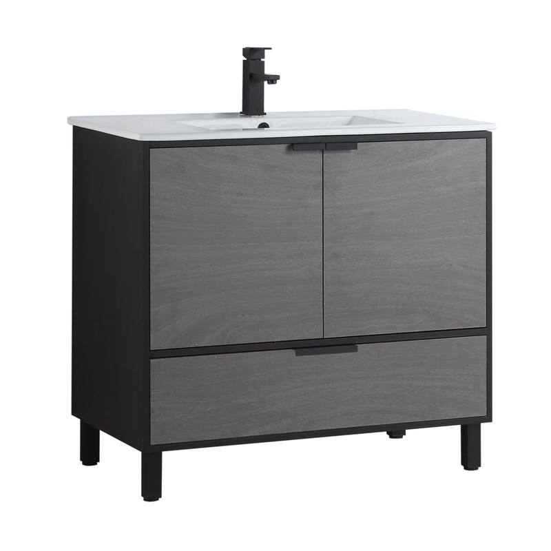 Fine Fixture Bathroom Vanity and Sink, ADA Compliant - 36 Inch - Classic Gray