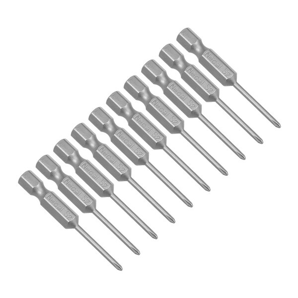 10Pcs 1/4-Inch Hex Shank 50mm Length Phillips 2PH1 Magnetic S2 Screwdriver Bits - 10pcs H1/4*50*2PH1