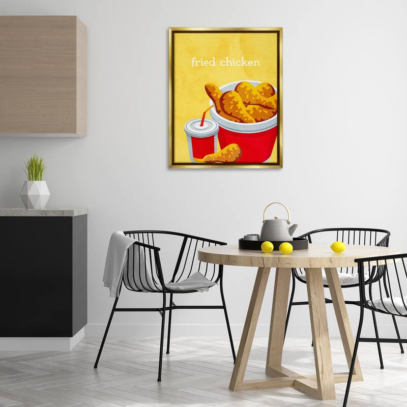 Stupell Chicken Bucket Takeout Framed Floater Canvas Wall Art Design By Kim Allen