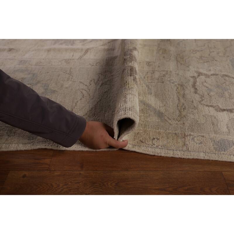 Vegetable Dye Oushak Turkish Rug Handmade Transitional Wool Carpet - 9'0" x 12'7"