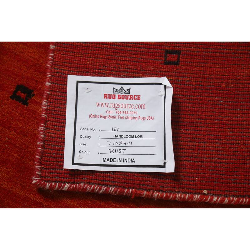 Orange Gabbeh Indian Area Rug Handmade Tribal Wool Carpet - 4'11" x 7'10"