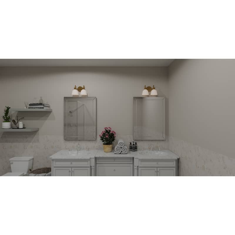Hinton 2-Light Aged Brass Bath Light