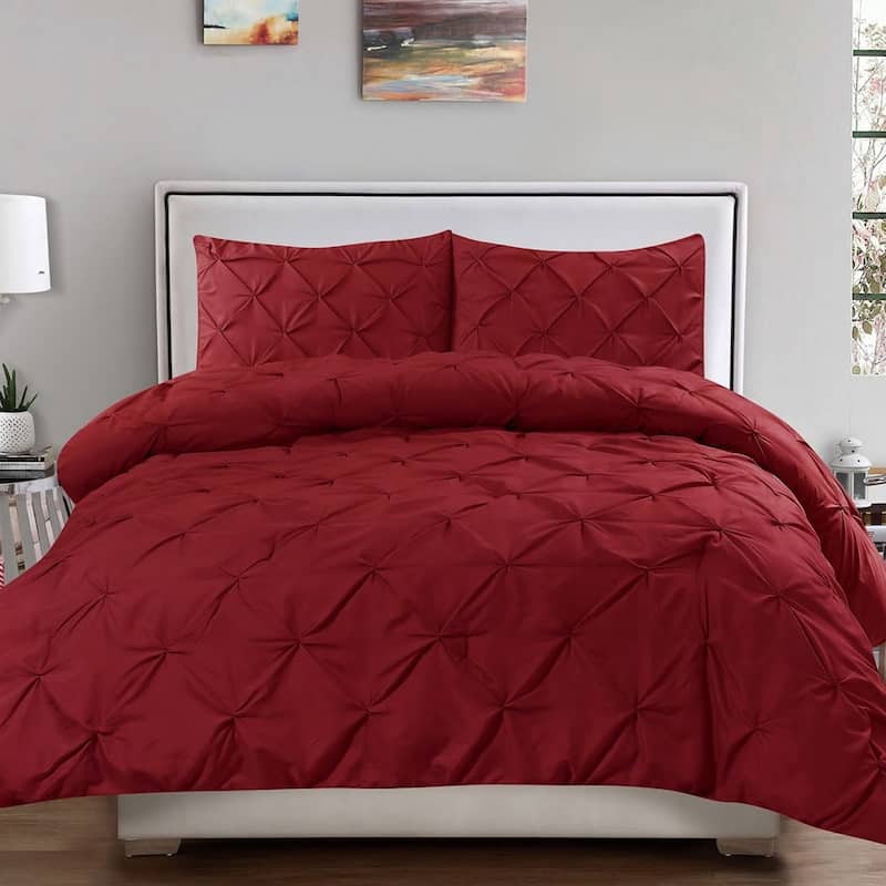 Luxury 3-piece Pinch Pleat Duvet Cover and Sham Set