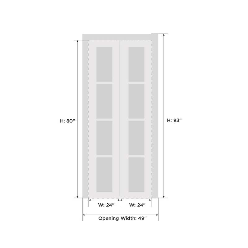 Sliding Closet Bi-fold Doors | Mela 0716 Painted White | Sturdy Tracks Moldings Trims | Wood Solid Bedroom Wardrobe Doors