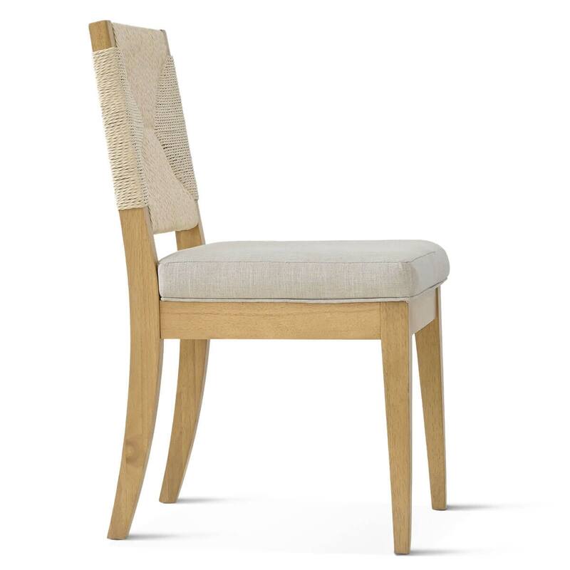 Woven Back Upholstered Seat Dining Chair(Set of 2)