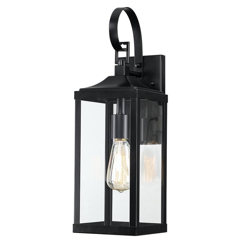 19.3"H 1-Light Medium Outdoor Bronze Exterior Wall Lantern Sconce Light - W6" x E7.2" x H19.3" - 19.3''H - Matte black