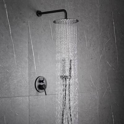 Round Matte Black Bathroom Shower System