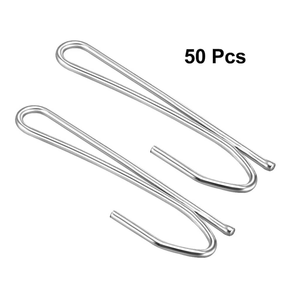 Curtain Hooks Metal Single Prongs Pinch Pleat for Drapes Tapes Silver Tone 50pcs - Silver Tone