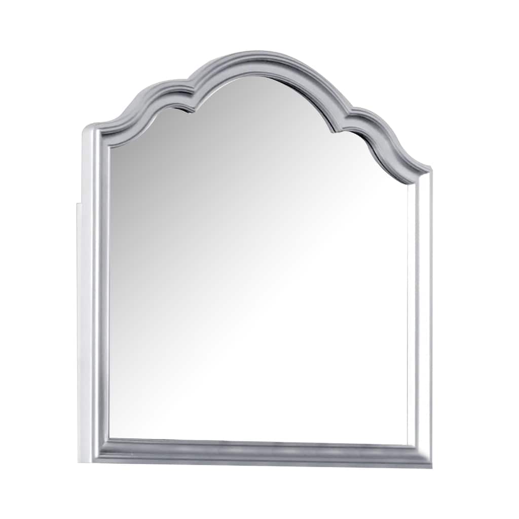 Eleena Dresser Mirror, Beveled Glass, Silver Solid Wood Frame, 41x42