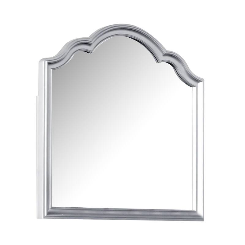 Eleena Dresser Mirror, Beveled Glass, Silver Solid Wood Frame, 41x42