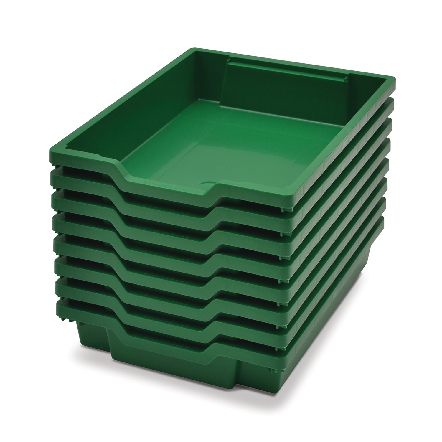 Gratnells Shallow F1 Tray, Grass Green, 12.3" x 16.8" x 3", Heavy Duty School, Industrial & Utility Bins, Pack of 8