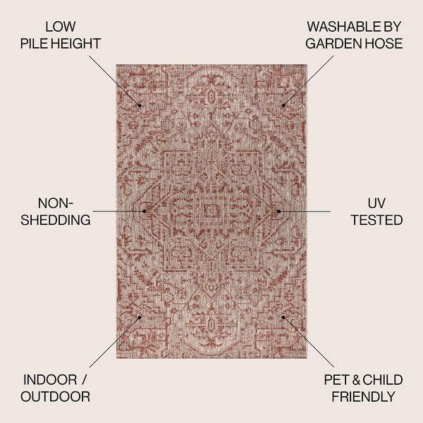 dimension image slide 26 of 31, JONATHAN Y Charleston Medallion Indoor/Outdoor Area Rug