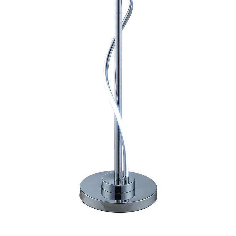 Jame 59 Inch Floor Lamp, Drum Shade, Accent Round Metal Base, Chrome