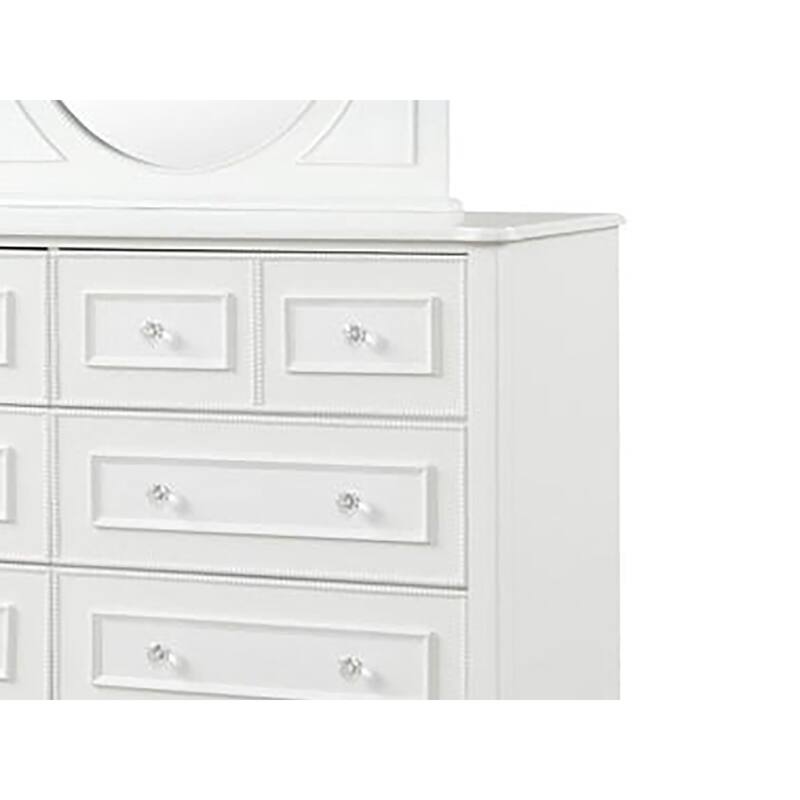 Calpan Wide Dresser, 6 Drawers, Modern White Solid Wood Frame