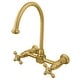 preview thumbnail 8 of 7, Restoration Wall Mount Bridge Kitchen Faucet Polished Brass