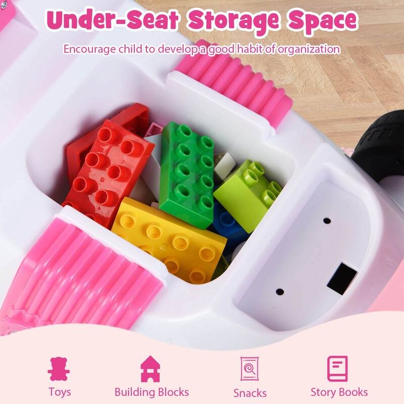 Costway Kids Ride On Push Car with Music Under-Seat Storage Universal