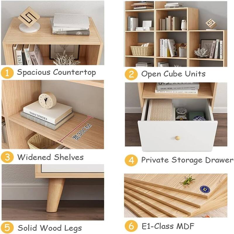 5-Tier Open Shelves Bookcase - 11.81"D x 19.69"W x 70.87"H