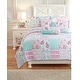 preview thumbnail 1 of 5, Cozy Line Tiffany Pink Garden Floral Reversible Bedding Quilt Set