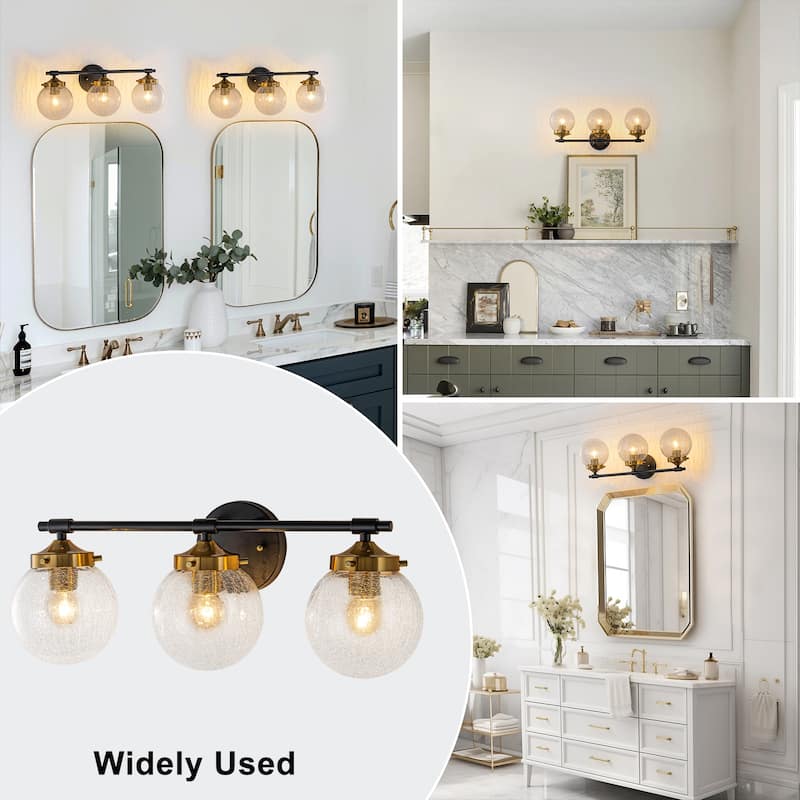 Crackled Glass Globe Wall Sconce Modern Vanity Light