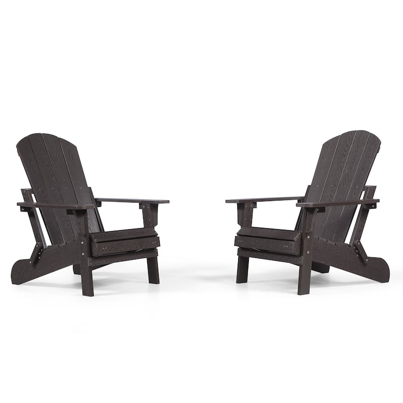 Hurley Folding Poly Adirondack Chair with Pull-out Ottoman (Set of 2)