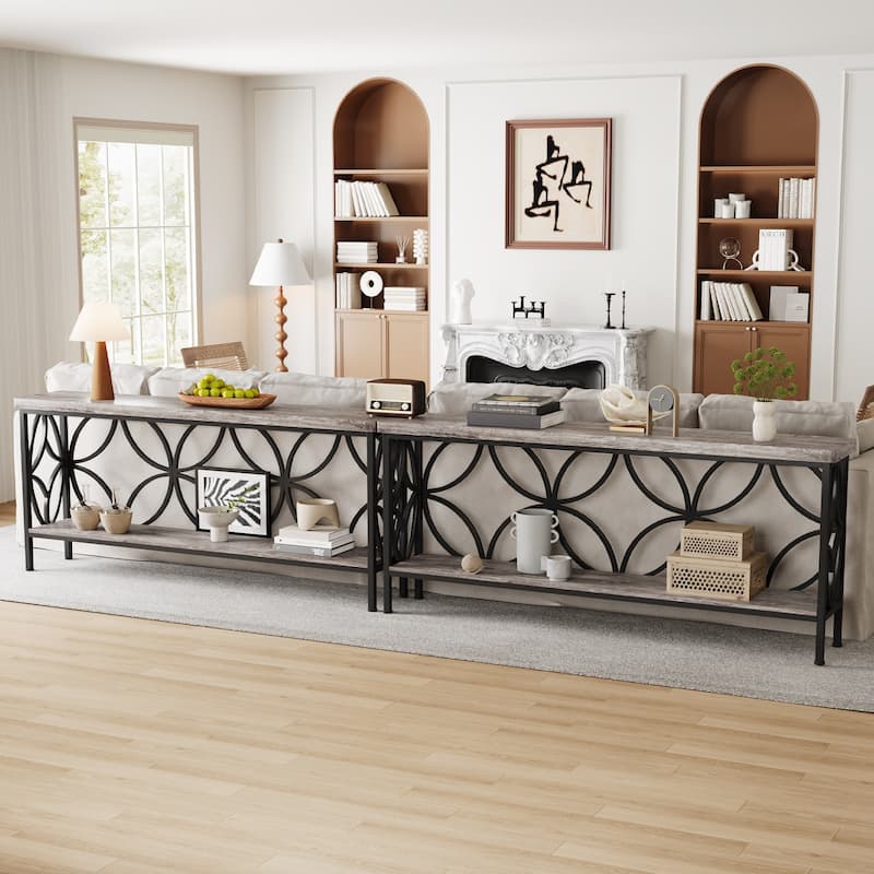 70.9" Modern Sofa Console Table with Storage Shelves for Entryway