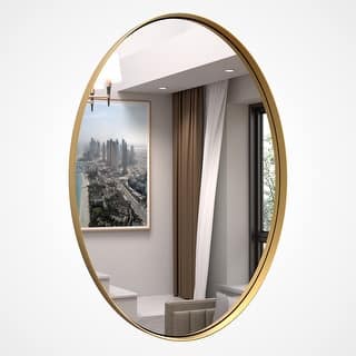 Modern Oval Metal Frame Wall Accent Mirror