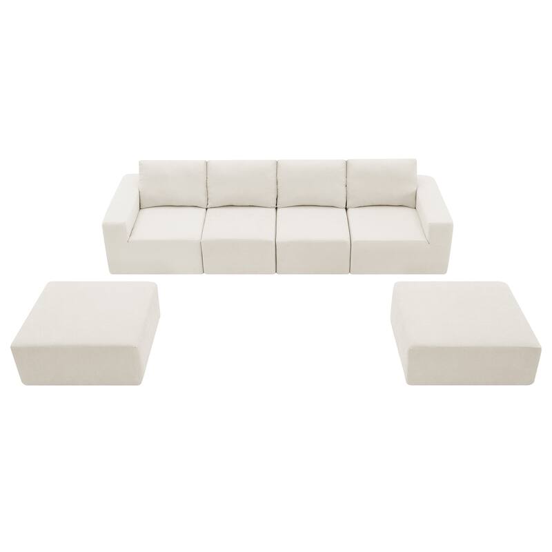 110*72" Modular U Sofa with Ottomans, No Assembly, 3 Colors