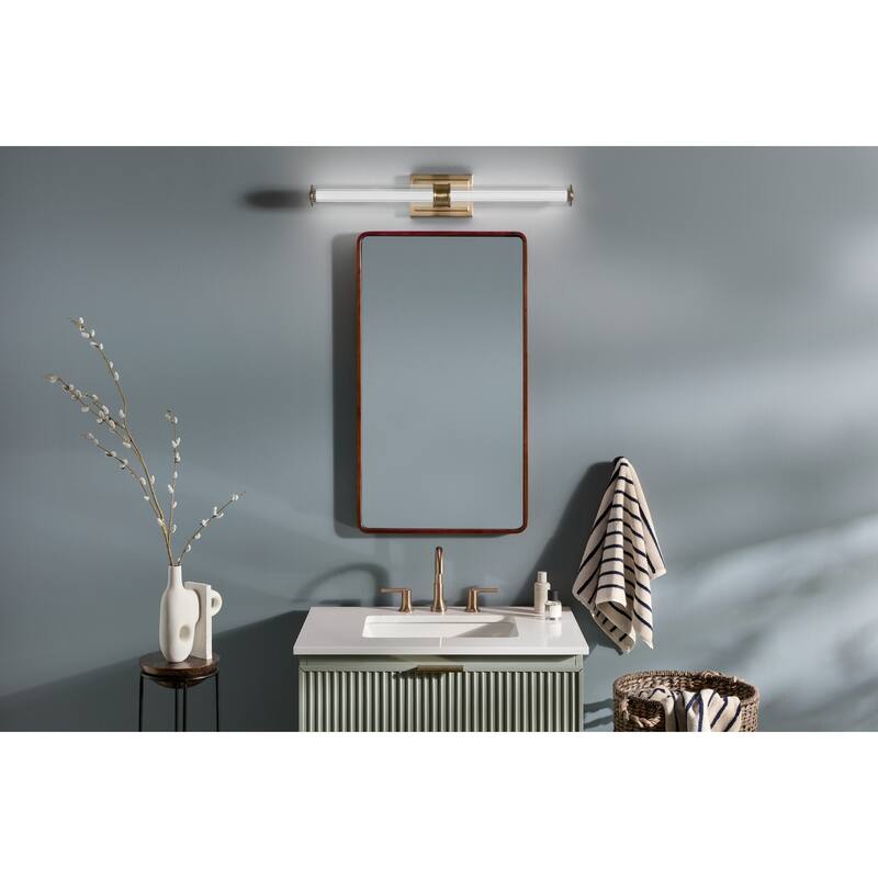 Kichler Lighting Laurene 31" Linear Bath Bar Large LED with Clear Fluted Glass in Champagne Bronze