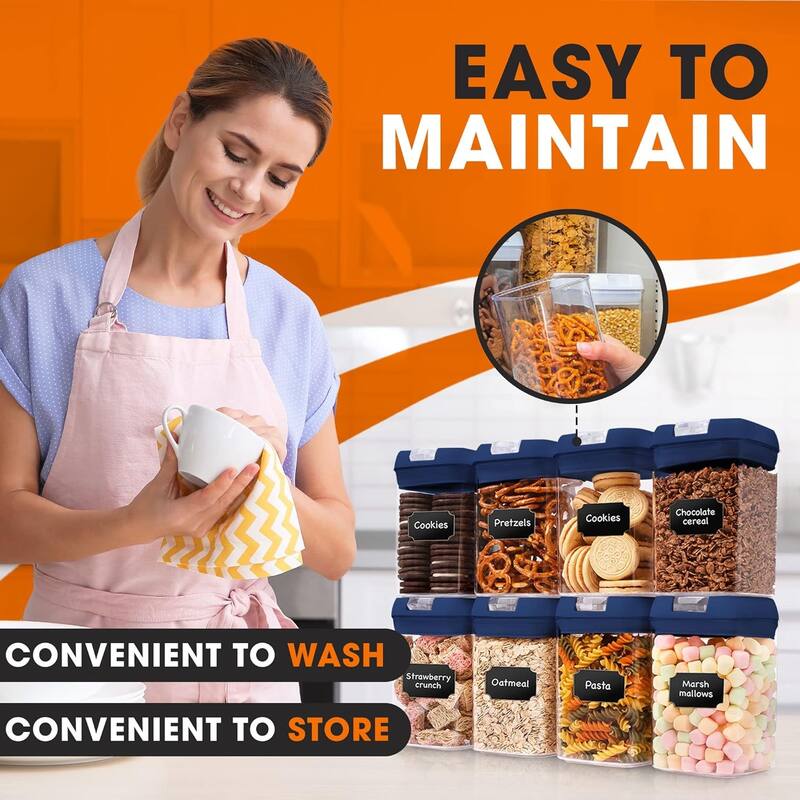 Cheer Collection Set of 8 Uniform Size Airtight Food Storage Containers
