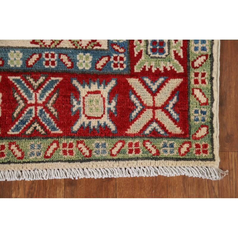 Ivory Kazak Oriental Runner Rug Hand-Knotted Wool Carpet - 2'8" x 11'4"