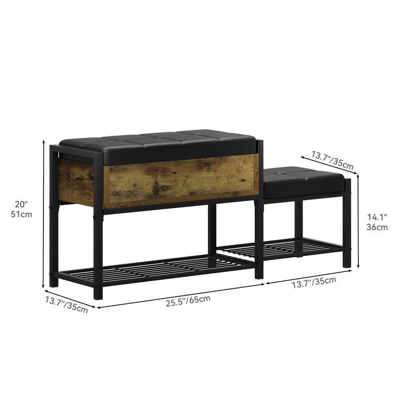 Entryway Bench with Coat Rack 4-in-1 Hall Tree and Bench
