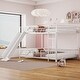 preview thumbnail 1 of 78, Metal Bunk Bed with Slide and Guardrails for Kids, Boys and Girls, Bedroom Full over Full - White