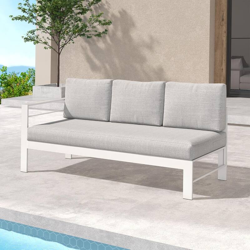 Aluminum Patio Sofa, Modern Outdoor Furniture Couch - 69"x26"