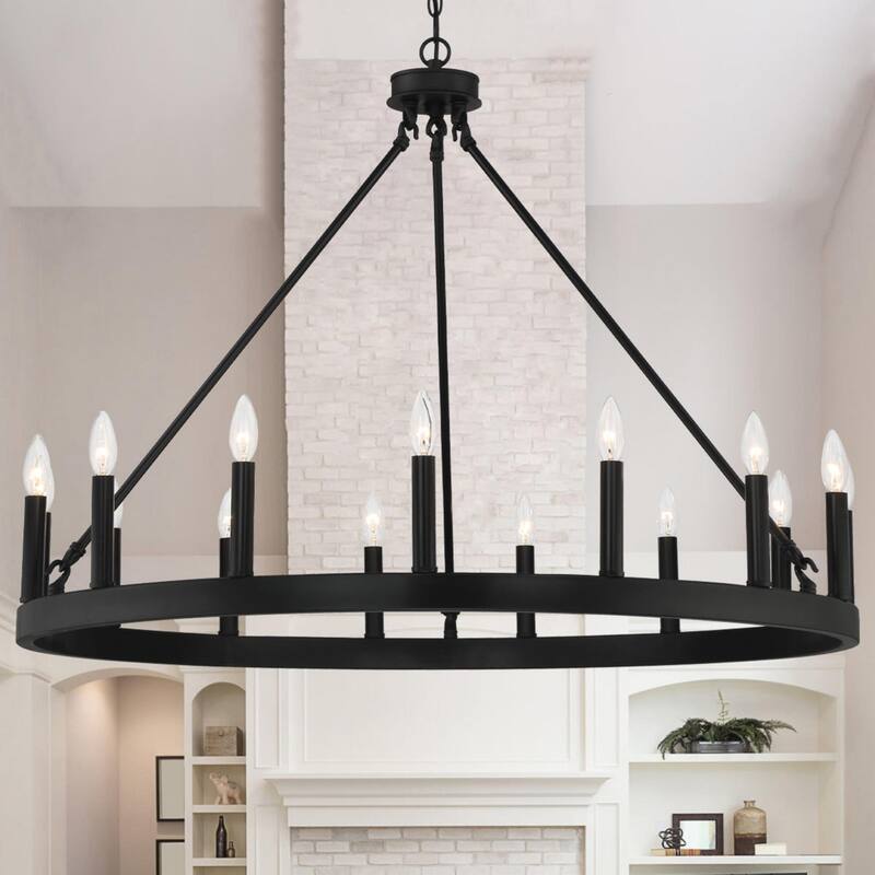 Acroma 15-light Modern Farmhouse Round Wagon Wheel Chandelier