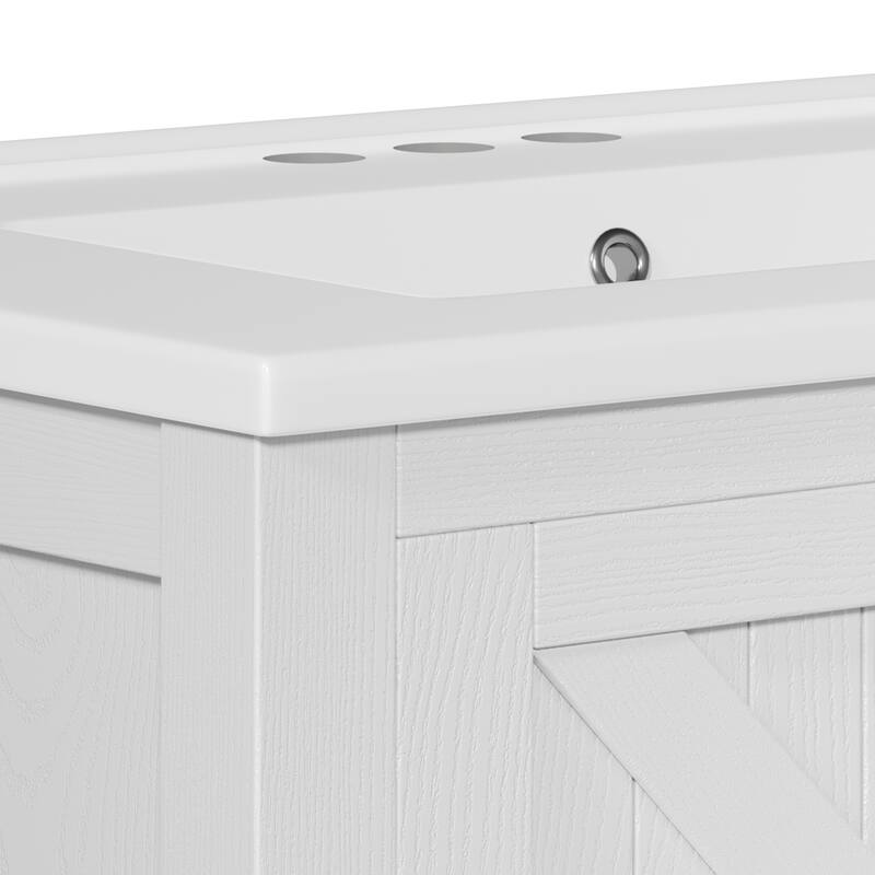 Moasis 30 Inch Farmhouse Bathroom Vanity with Sink and Barn Door Storage for Small Spaces