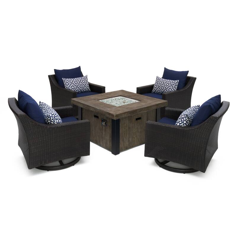 Deco 5 Piece Sunbrella Outdoor Patio Motion Fire Chat Set