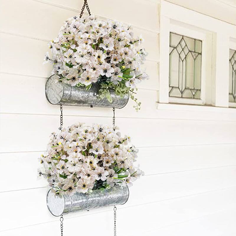 72 Bundles Outdoor Artificial Flowers UV Resistant Outdoor Fake Flowers No Fade Faux Plastic Plants