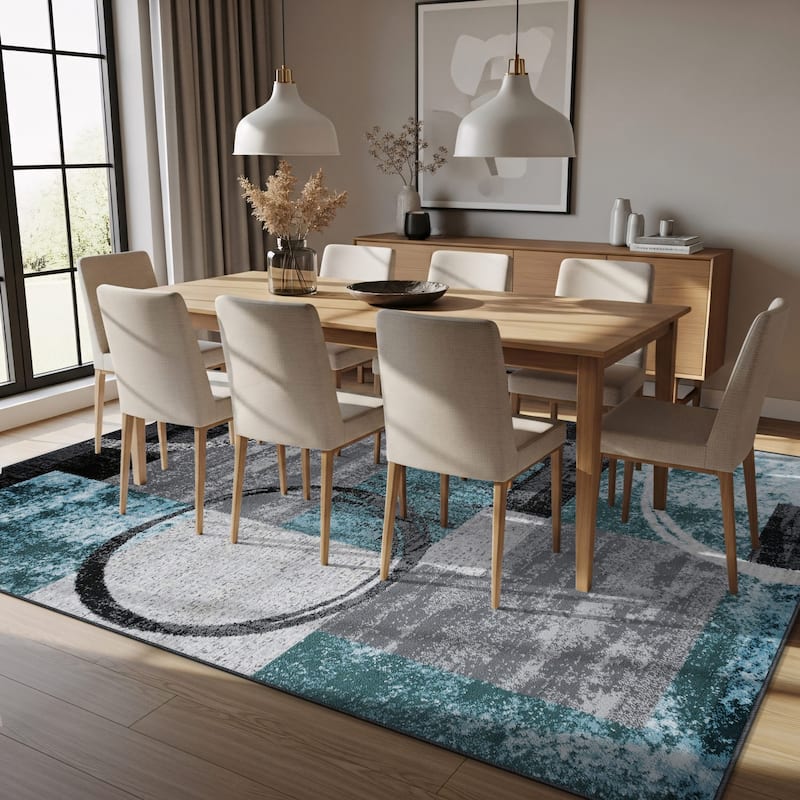 World Rug Gallery Abstract Polypropylene Machine-Made Circle Area Rug