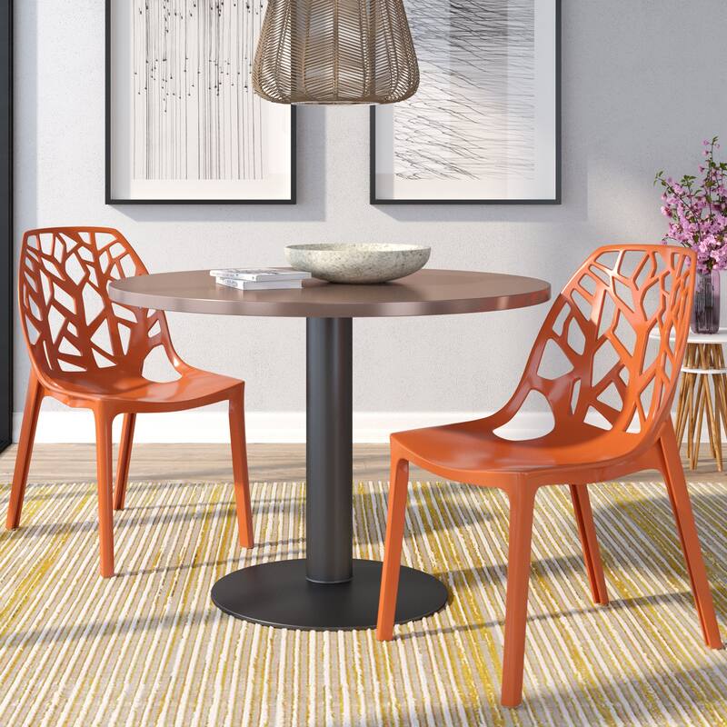 Stackable Dining Chair in Polypropylene (Set of 2) Modern Cut-out Design Backrest Accent Side Chair