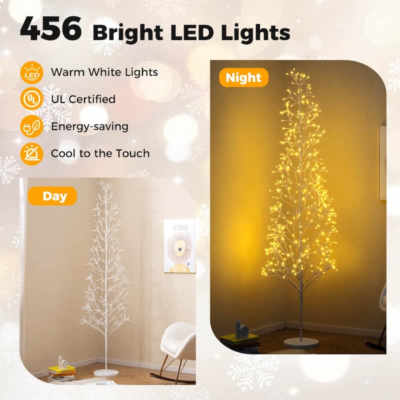 Costway 6 FT Lighted Birch Tree with 320 White Light LED Lights - See Details