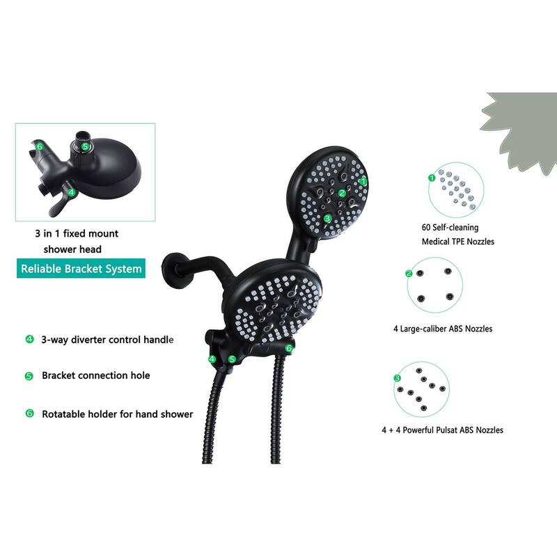 Shower Faucet Set with 5 in. Head Complete Shower System Matte Black