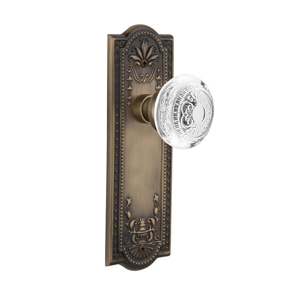 Nostalgic Warehouse MEACED_PRV_234_NK Vintage Crystal Egg and Dart Privacy Door Knob Set with Meadows Rose and 2-3/4" Backset