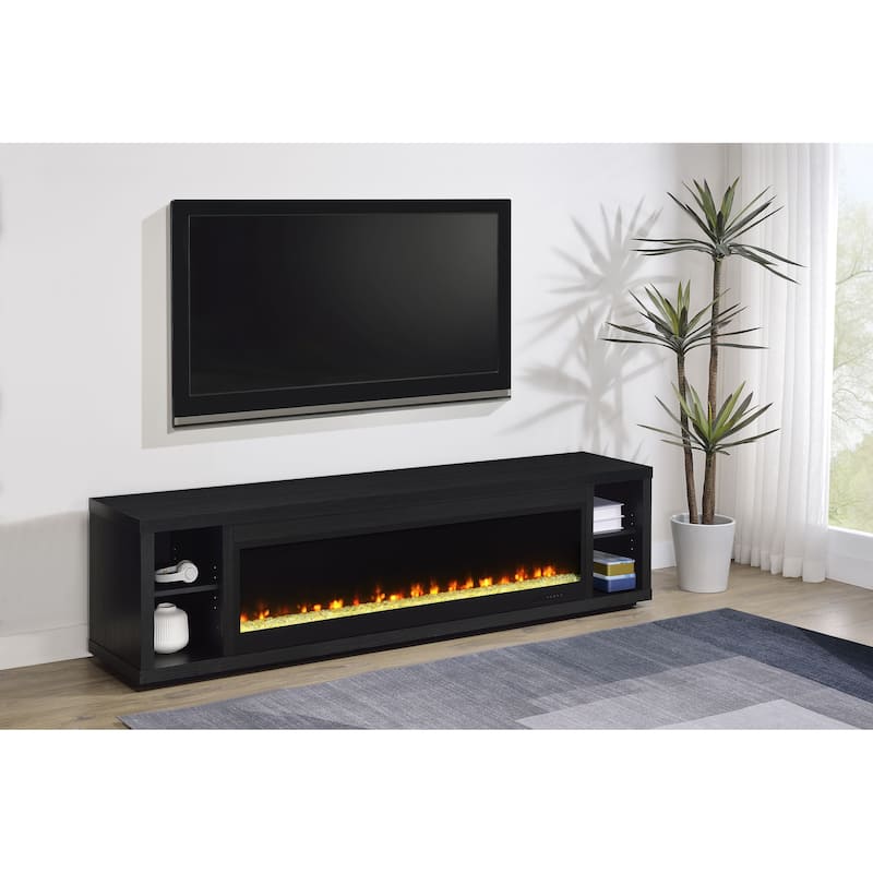 Deiter 79-Inch TV Stand Fireplace Media Console Black