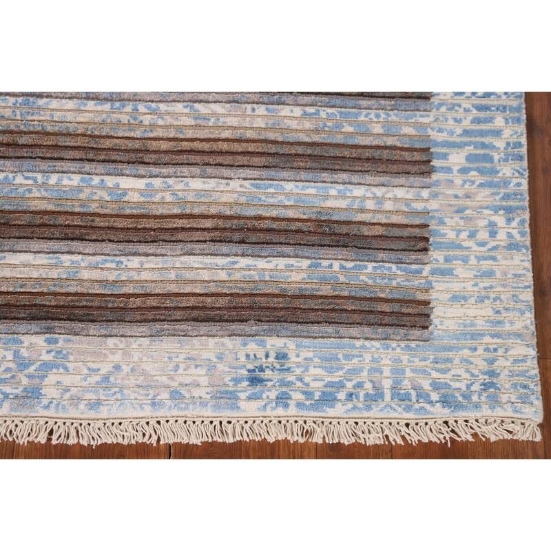 Striped / Abstract Accent Rug Hand-Knotted Wool Carpet - 2'8"x 4'9"