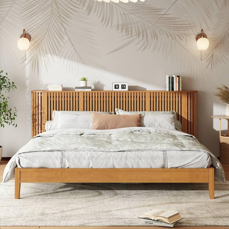 Christopher Knight Home - Theodosia Solid Wood Bedframe with Headboard - Natural - King
