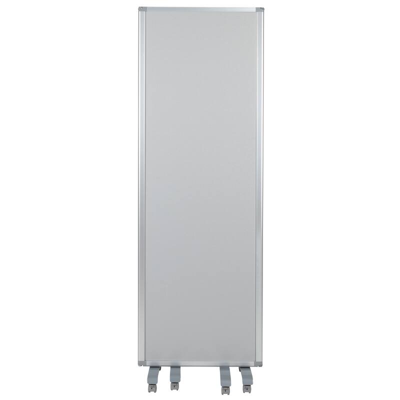 Mobile Whiteboard/Cloth 3 Section Partition with Locking Casters, 72"H x 24"W - 23.75" - 71"W x 0.875" - 13.875"D x 72.125"H