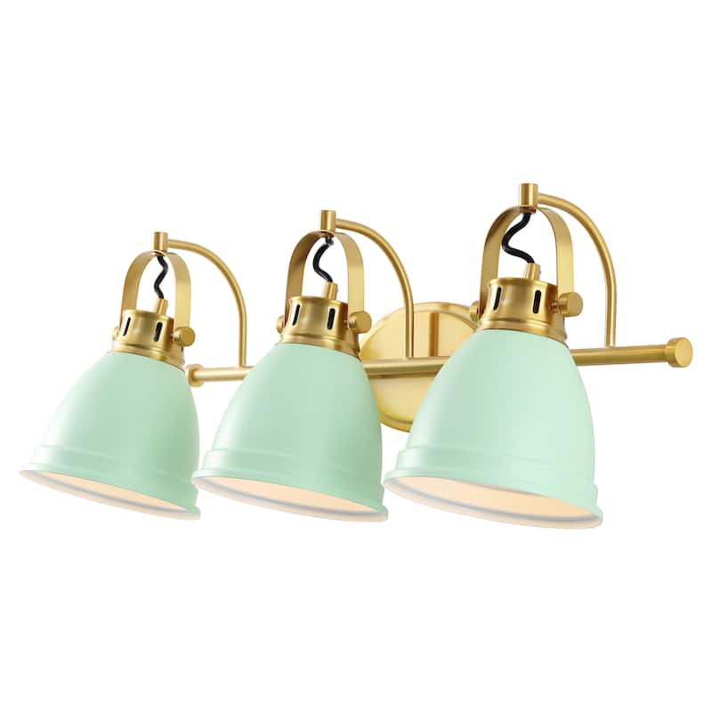Sydney Farmhouse Bohemian Iron LED Vanity by JONATHAN Y - 3-Light - Mint Green / Brass Gold